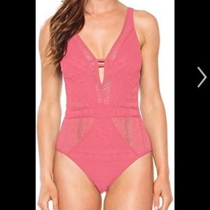 Becca Plunge Crochet Lace One Piece Swimsuit
